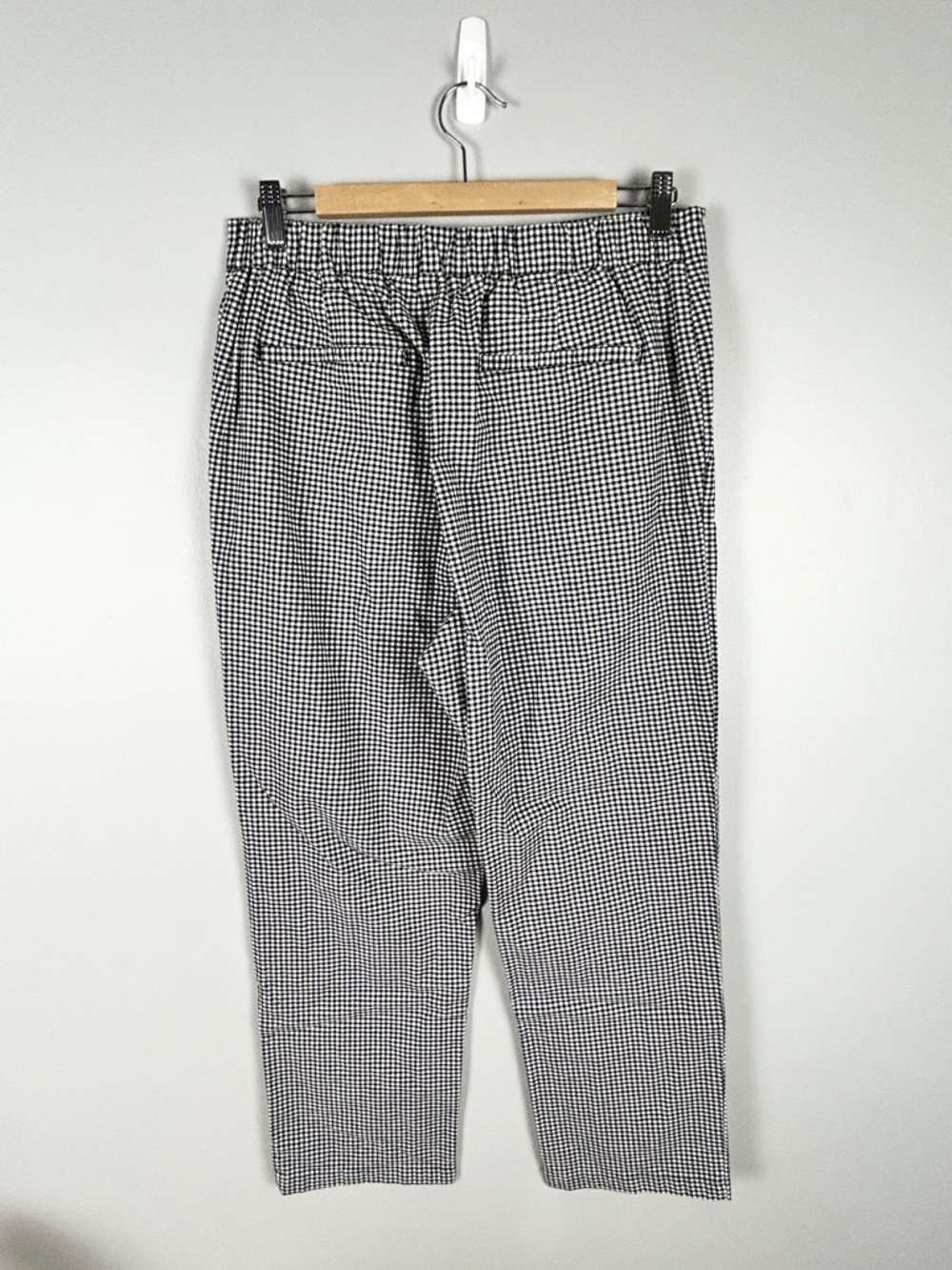 Lightweight Gingham Pants High Rise Straight Leg Large Black White Cotton - Picture 2 of 4